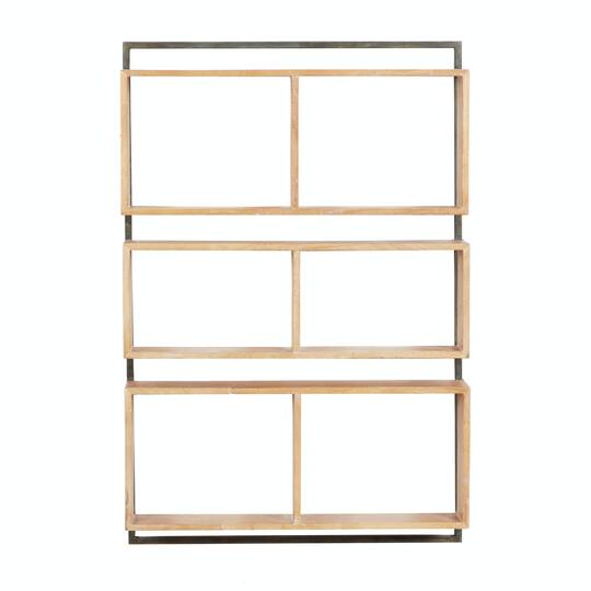 Brown Wood Industrial Wall Shelf, 35" x 24" x 6"